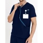 Men's 2-piece Workwear Set, Short Sleeve V Neck Shirt With Pocket Design & Pants Set, Men's Uniform