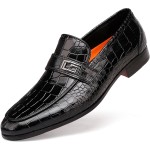 Formal Leather Men's Dress Loafer Classic Crocodile Printed Slip-on Penny Loafers Business Premium Shoes for Men