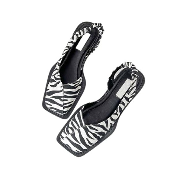 Generic Women Closed Square Toe Shoes with Elastic Laces Low Heels Slingback Formal Loafer Dress Shoes Office