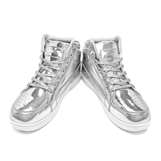 IGxx Sequins Shoes for Men Women Fashion Sparkle Gold Shoes Bling Shiny High Top Sneakers Punk