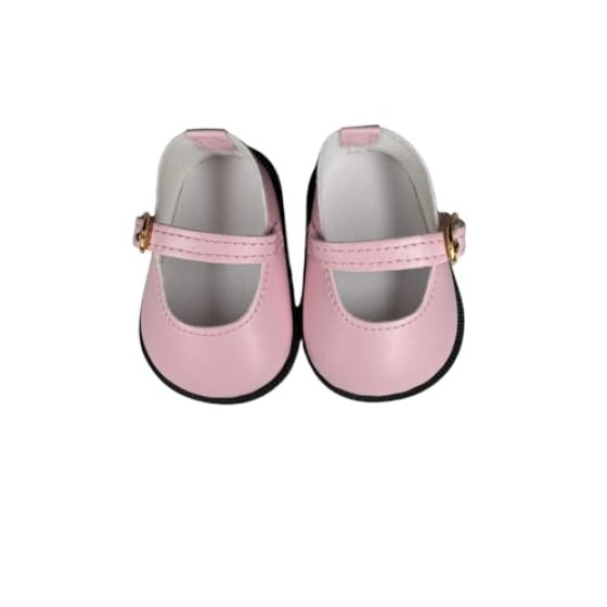 18" American Doll Shoes- Mary Jane Matte Black, Red, White, Pink, Shiny Black Shoe (18" Doll, Pink)
