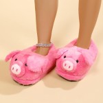 Cute Pig Plush Slippers for Women Men - Unisex Fuzzy House Slippers Soft Warm Cozy Indoor Shoes Non-Slip Sole | US Women 7.5-8 / Men 6-6.5 (Fit 25cm Foot Length)
