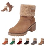 Winter Boots for Women,Ladies Casual Fashion Ankle Booties Comfortable Slip On Chunky Heels Suede Outdoor Shoes Warm Boot