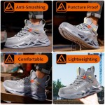LAoutun Steel Toe Shoes for Men Work Shoes Safety Sneakers Comfortable Lightweight Puncture Proof Slip on Indestructible Construction Work Shoes