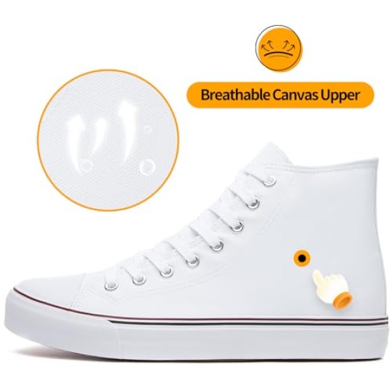 ZGR Men's High Top Canvas Sneakers Lace Up Classic Casual Walking Shoes