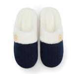 Women Warm Comfy Memory Foam Slippers Knitted Faux Fur Lined Anti Skid Rubber Sole Indoor Outdoor Bedroom Shoes