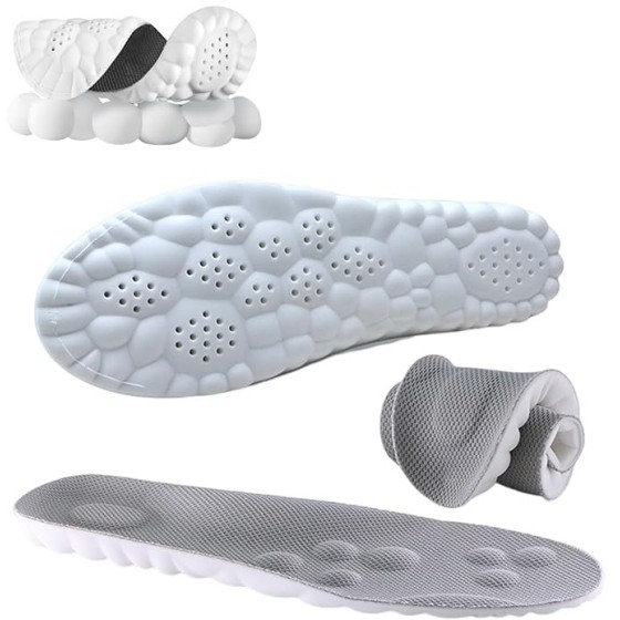 Generic 4D Cloud Technology Insole,New Super Soft Comfort Insoles,4D Sports Memory Foam Insoles Soft Foot Protection Cloud Feeling Insole (Gray, Men 11.5-12.5/Women 13-14)