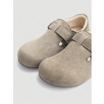 Women's Suede-Lined Clogs Slip-On Style with Adjustable Buckle Cork Sole Leather Clogs Soft Work Shoes with Arch Support Unise