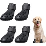 Dog Shoes for Hot Pavement Non-Slip Waterproof Dog Shoes for Medium Dogs Large Size Dogs Easy ON & Off Adjustable Easy-Clean for Beach Outdoor Black Size L: (2.95x2.2-2.55’’)(L*W)