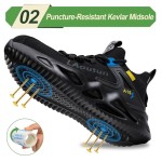 LAoutun Steel Toe Shoes for Men Work Shoes Safety Sneakers Comfortable Lightweight Puncture Proof Slip on Indestructible Construction Work Shoes