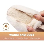 KuaiLu Womens Fluff Dual Memory Foam Slippers Ladies Cozy Arch Support Warm Scuff Slippers Slip on Comfy Winter House Shoes with Non-Slip Indoor Outdoor Hard Sole