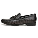 Mens Genuine Dress Shoes, Premium Crocodile Print Leather Slip-on Casual Shoes Penny Loafers for Mens, Black