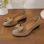 Women's Bowknot Dress Flats Ballet Low Wedge Round Toe Slip-Ons Comfortable Casual Flats Shoes Dressy Office Work Shoes